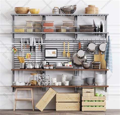 现代厨房用品厨具餐具- 建E网3D模型下载网
