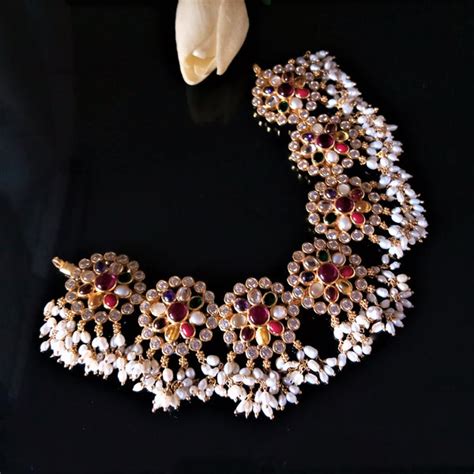 Handmade Pure Silver Navratna Guttapusalu Necklace – Enumu