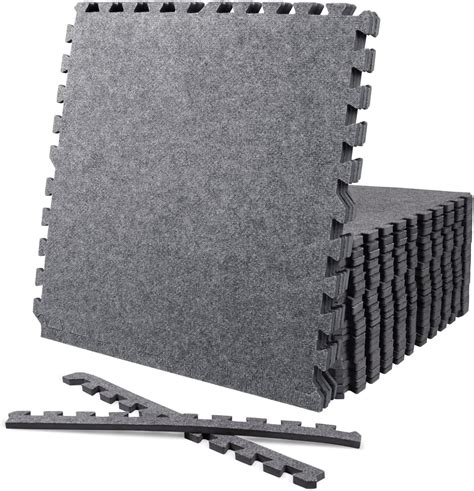 CAPHAUS EVA Foam Floor Tiles with Black Top, 24 Inch x 24 Inch ...