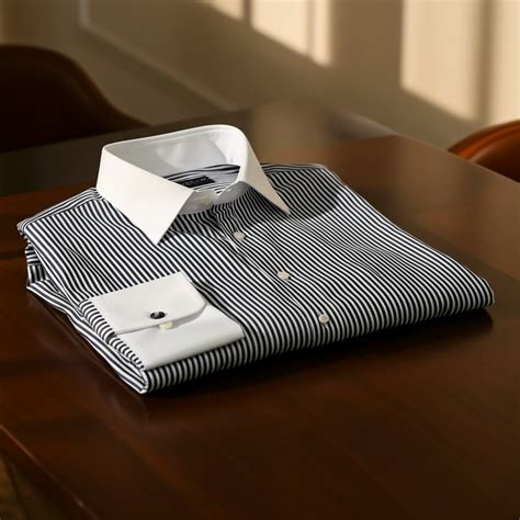Black and White Stripe Formal Shirt - Classic Full Sleeve with Pocket