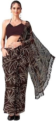 Buy Tikhi Imli Ready To Wear Printed Saree with Pockets and Tassels On ...