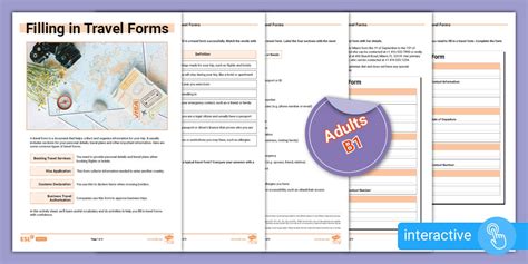 ESL Filling in a Travel Form [Adults, B1]