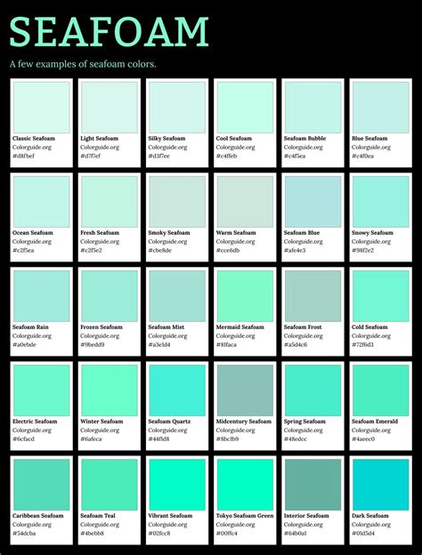 60 Types of Seafoam Color - Colorguide.org