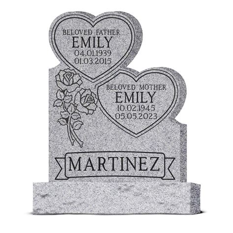 34″ x 6″ x 44″ Double Stacked Heart with 48” base | Signature Headstones