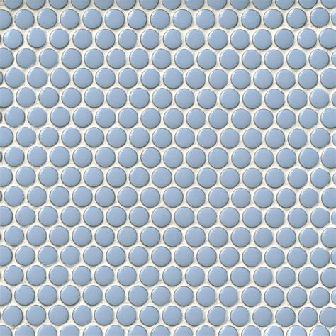 Penny Round Sky Blue Porcelain Mosaic Wall and Floor Tile - The Tile Shop