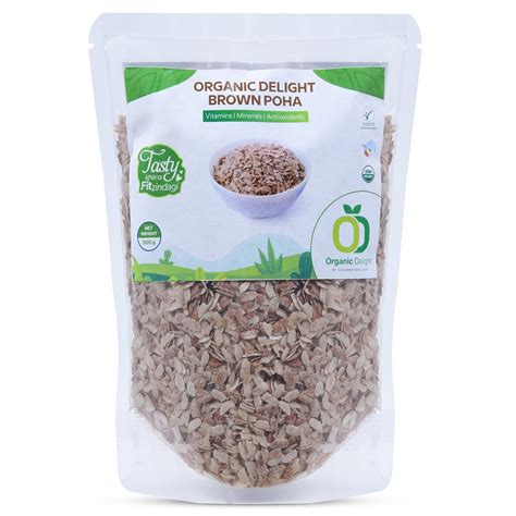 Organic Delight Thick Brown Poha 500 Gm Fresh Brown Rice Poha For ...