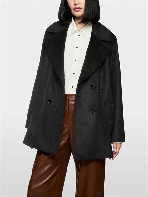 Double-breasted wool coat | marc-cain.com/en