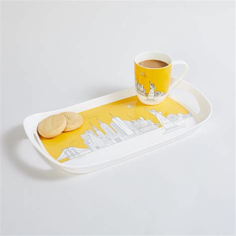 Buy Raisa City Scape Yellow Printed Rectangle Melamine Serving Tray ...