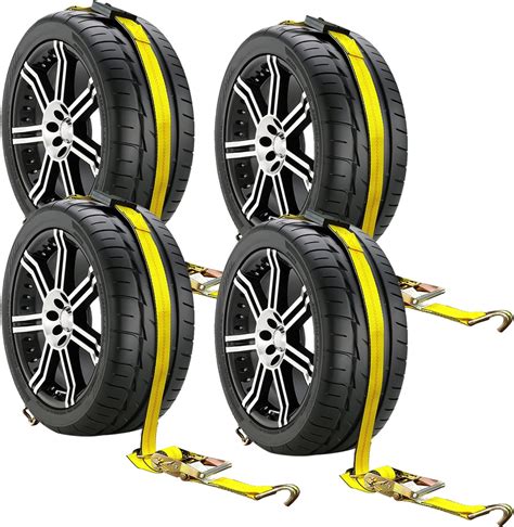 Amazon.com: D.A.S. Car Hauler Straps - 3333lb Load Limit, Set of 4 Wheel Tie Down Straps for Car ...
