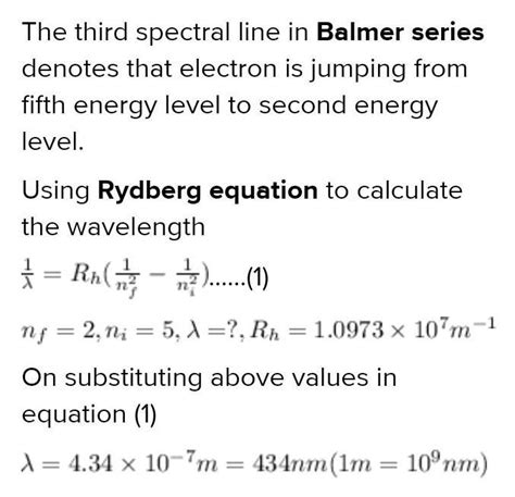 Determine the wavelength of the third balmer line for hydrogen - Brainly.in