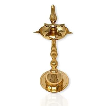 Buy JAIN ART VILLA Brass Fancy Kerala Akhand Diya Oil Lamp Stand ...