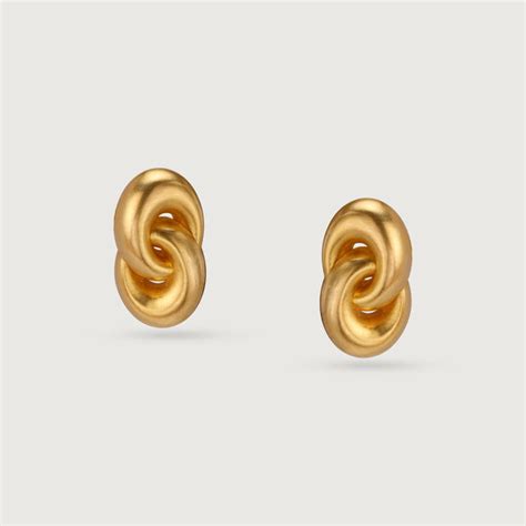 22KT Yellow Gold Intertwined Stud Earrings