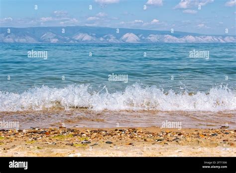 Coast and the mountains of the lake Baikal. View from island Olkhon ...