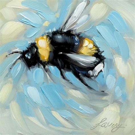 'Beezy' with the bees lately! 4x4" oil on panel | Alaveryart on Instagram Bee Painting, Painting ...