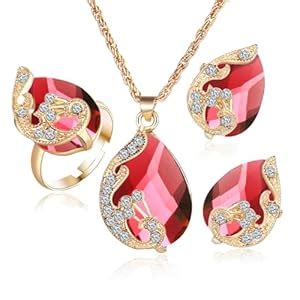 Buy Shining Diva Fashion Latest Stylish Crystal Ring Earrings Necklace ...