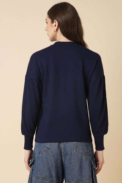 Buy Women Navy Dots Round Neck Sweatshirt Online - 39685345 | Allen Solly