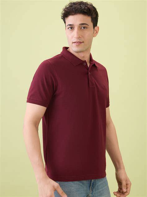 Men’s Polo Half Sleeve Cotton T-Shirt – Burgundy | Upto 25% Off on Hint ...