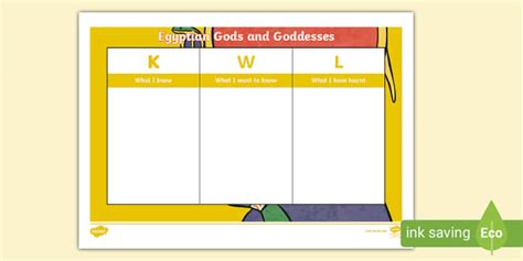 Egyptian Gods and Goddesses KWL Grid - Printable Resource