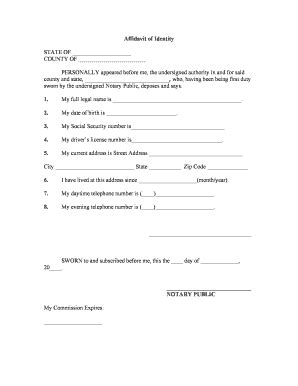 Affidavit Of Identity 2020-2026 - Fill and Sign Printable Template Online