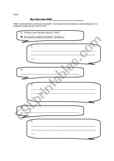 Classmate Interview Worksheet 的图像结果