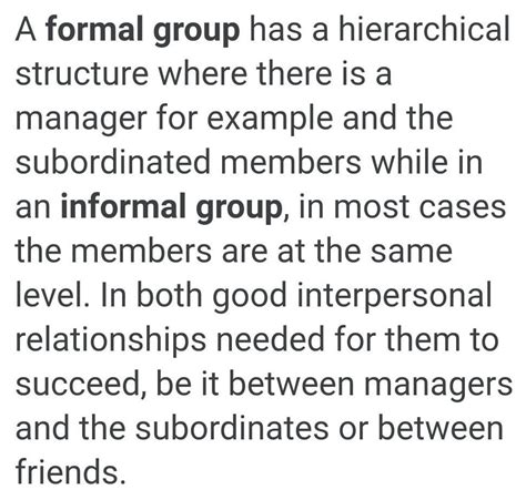 What are the similarities of a formal and informal group? - Brainly.in