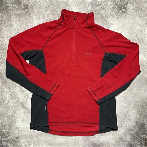 Rab Red Quarter zip fleece with grey panel... - Depop