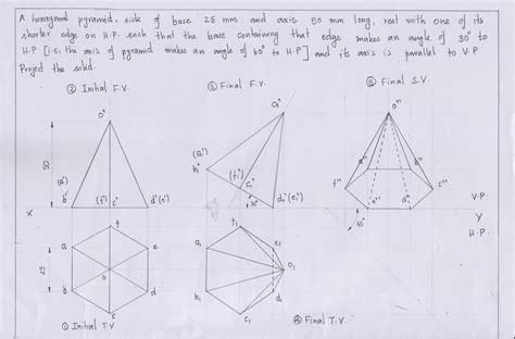 Hexagonal Pyramid Engineering Drawing Problems 的图像结果