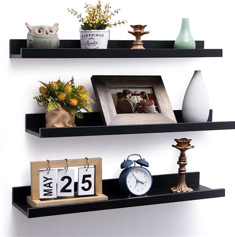 Streem Sheesham Wood Floating Shelves, Wall Shelves Set of 3, Picture ...