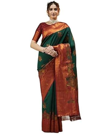 Buy SIRIL Women's Jacquard Banarasi Silk Saree With Unstitched Blouse ...