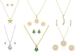 Buy Touchstone Gold and Rhodium Plated Modern and Designer Pendant Set ...