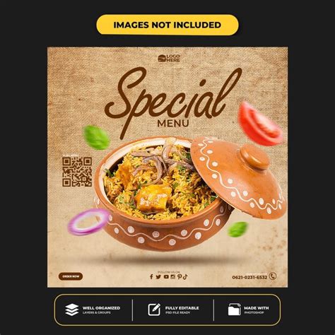 Special delicious food social media banner post template | Premium PSD