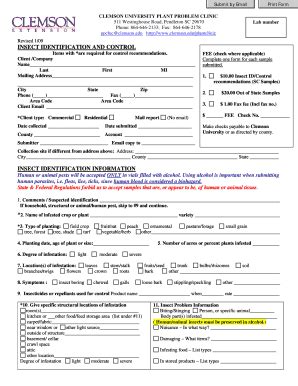 Clemson University Insect Identification Form - Blank Fillable Template ...