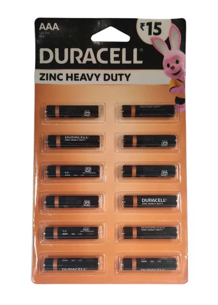 AAA 1.5V R03 Duracell Zinc Heavy Duty Batteries (Pack of 12) – Indian ...