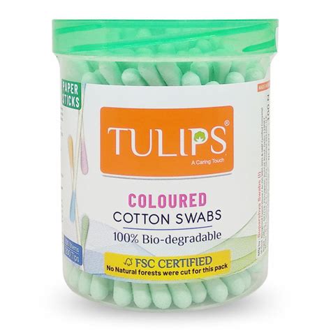 Buy Tulips Cotton Ear Buds (100 Stciks In A Jar) Made With White Paper ...