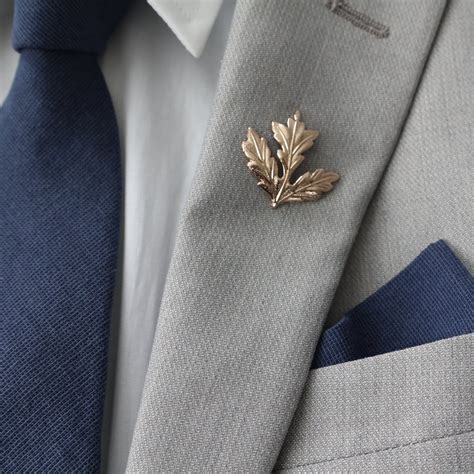 Gold Plated Leaf Men's Suit Lapel Pin | Boutonneire | Men's Suit Brooch ...
