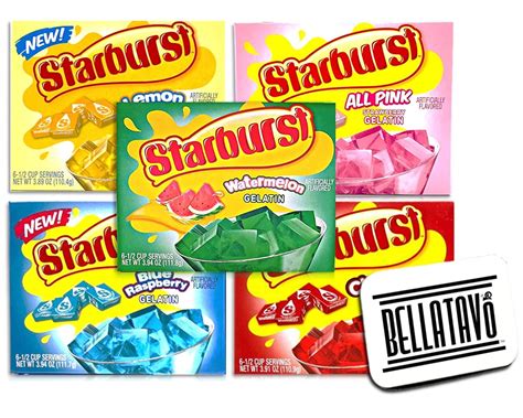 Starburst Gelatin Jello Shot Bundle with Refrigerator Magnet - 5 Flavor ...