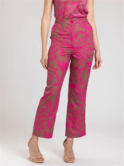 Shaye | Pink Floral Print High Rise Pants| Buy Women's Pants Online ...