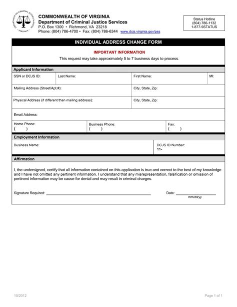 Image result for Change Address Form Printable
