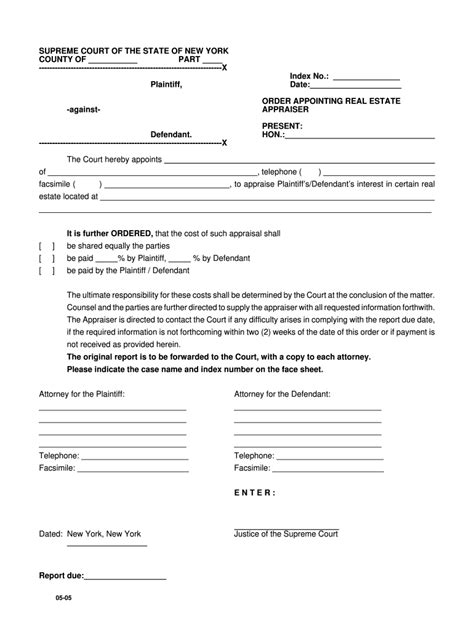 NY Order Appointing Real Estate Appraiser Form - Fill Online, Printable ...