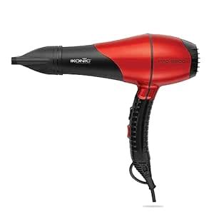 IKONIC Hair Dryer- Pro 2200 Black & Red, 2200 Watts, with 2 Heat, 2 ...