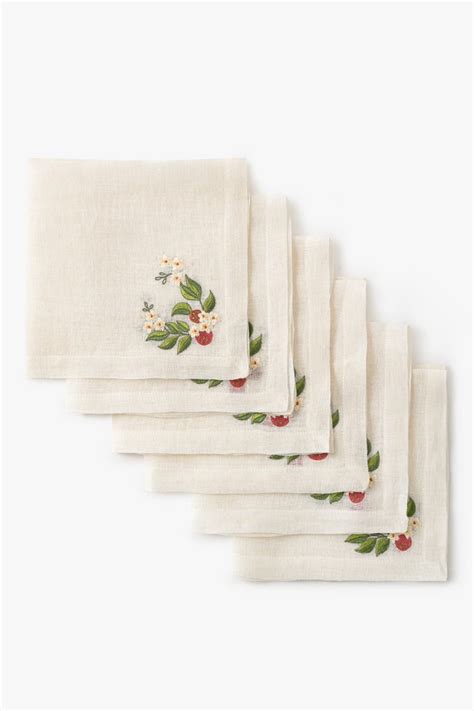 Set Of 6- Tangerine Linen Napkins