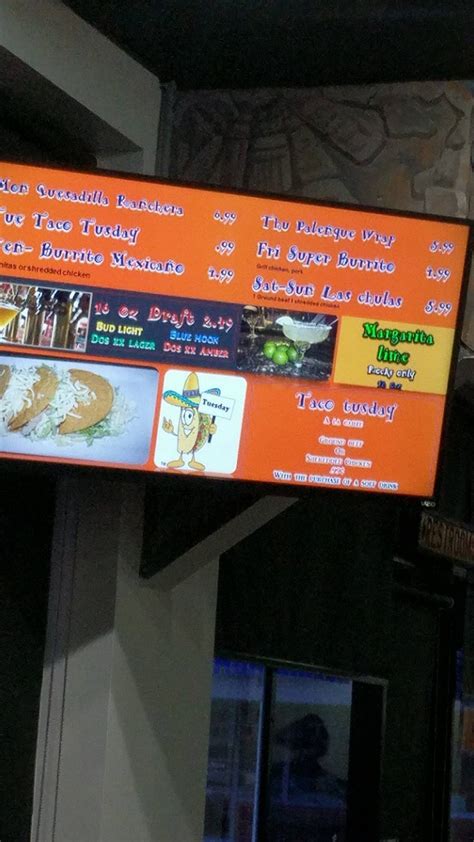 Menu at Palenque Mexican Grill Restaurant, Kernersville