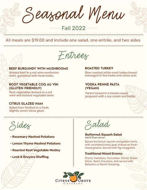 Seasonal Menu Items at Kara Torres blog