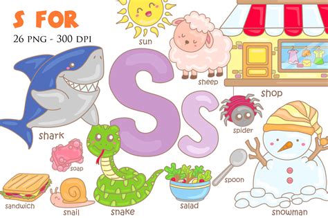 Alphabet S for Vocabulary Vector Clipart Graphic by Peekadillie ...