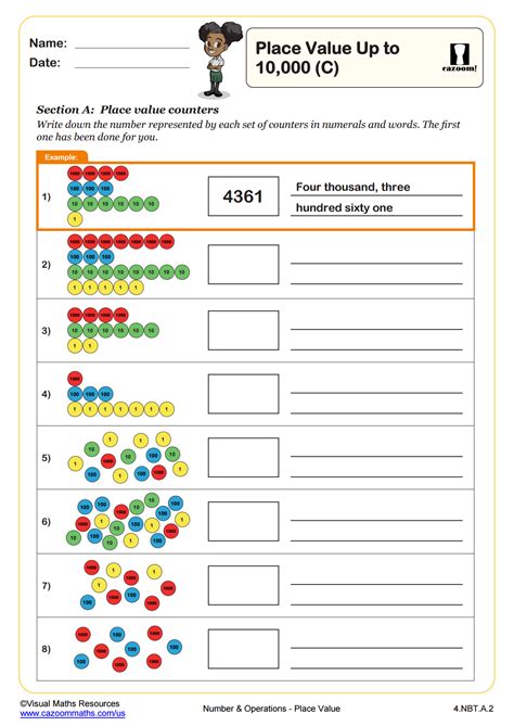 Place Value up to 10,000 (C) | PDF printable Number and Operations ...
