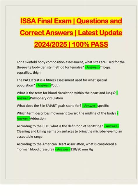 ISSA Final Exam | Questions and Correct Answers | Latest Update 2024/ ...