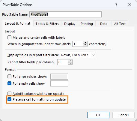PivotTable Format 的图像结果