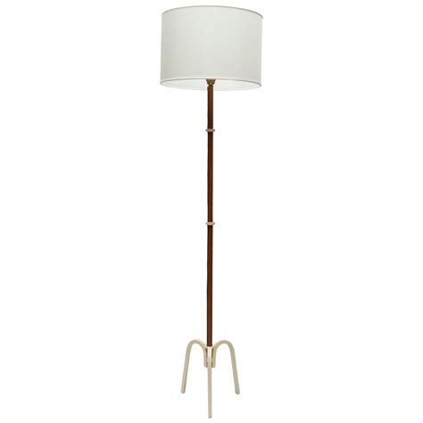 Stitched Leather Floor Lamp by Jacques Adnet For Sale at 1stDibs
