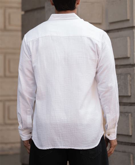 White Regular Fit Full Sleeves Shirt 100% Cotton
