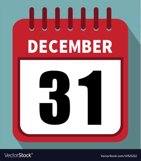 December 31 calendar in flat design Royalty Free Vector